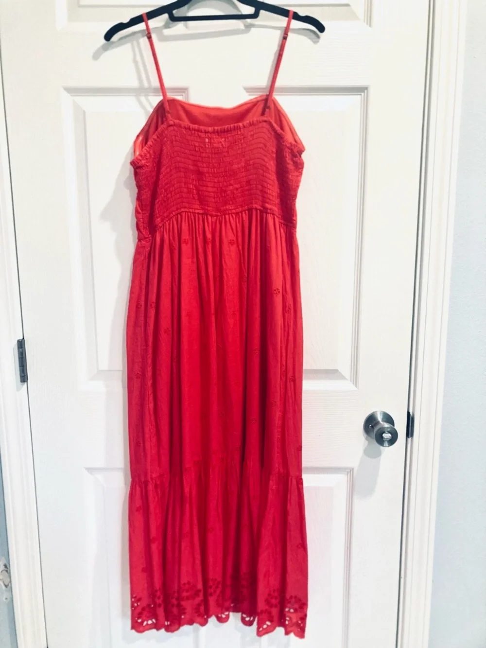 Japna Large 100% Cotton Lined Red Maxi Dress Embroidered Boho Chic - Picture 3 of 12